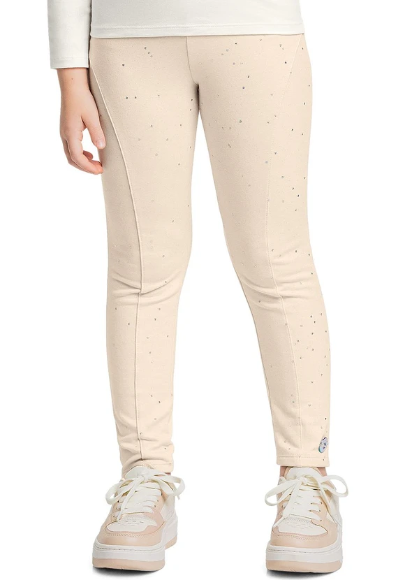Quimby - Calça Legging com Glitter Bege