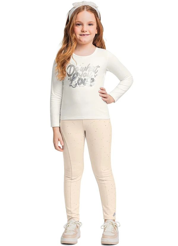 Quimby - Calça Legging com Glitter Bege 2