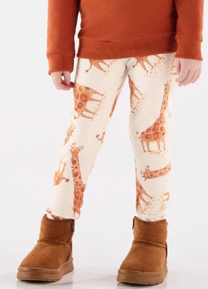 Up Baby - Calça Legging em Malha Peluciada Bege - UP BABY