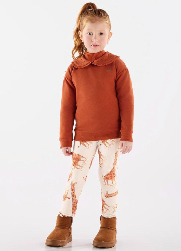 Up Baby - Calça Legging em Malha Peluciada Bege 2