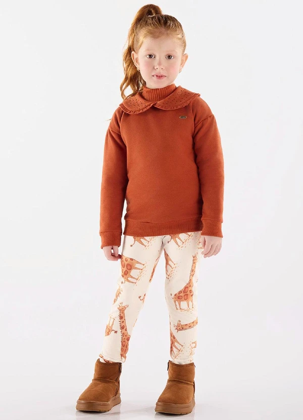 Up Baby - Calça Legging em Malha Peluciada Bege 2