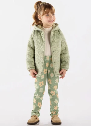 Up Baby - Calça Legging em Malha Peluciada Verde - UP BABY