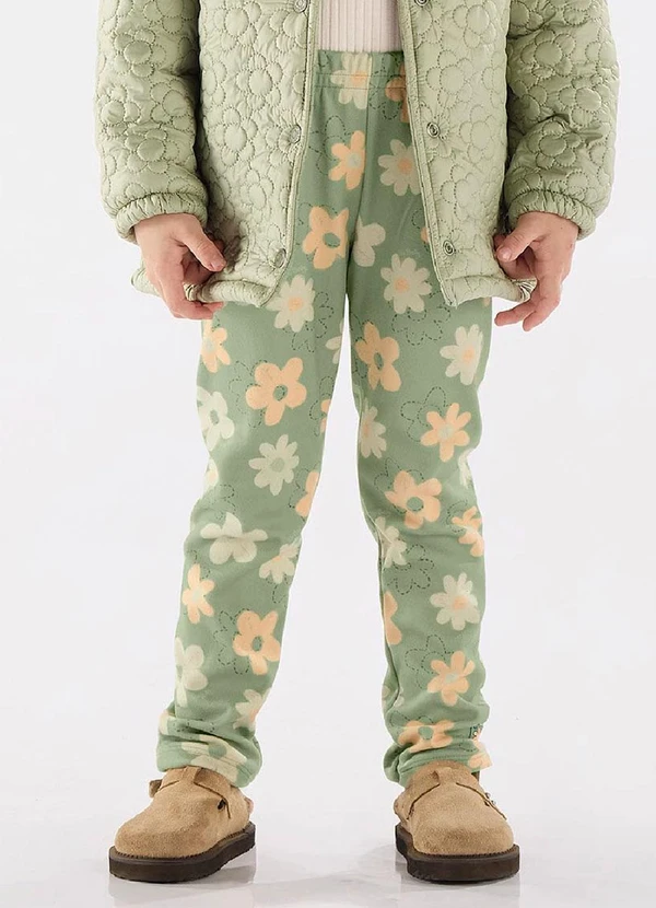 Up Baby - Calça Legging em Malha Peluciada Verde