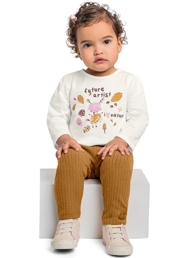 Quimby - Calça Legging para Bebê Menina Marrom 5