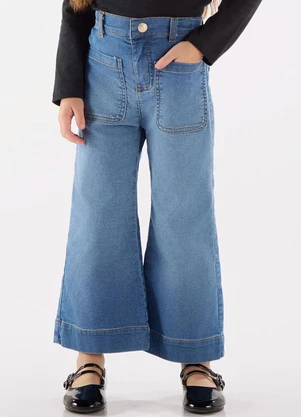 Up Baby - Calça Menina em Jeans com Elastano Azul - UP BABY