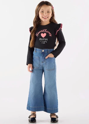 Up Baby - Calça Menina em Jeans com Elastano Azul - UP BABY