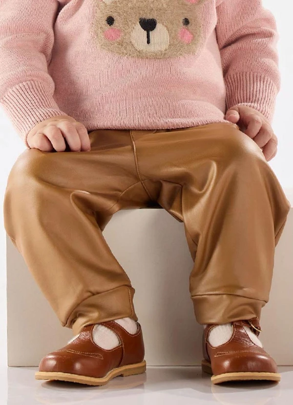 Up Baby - Calça Peluciada para Bebê Menina Marrom