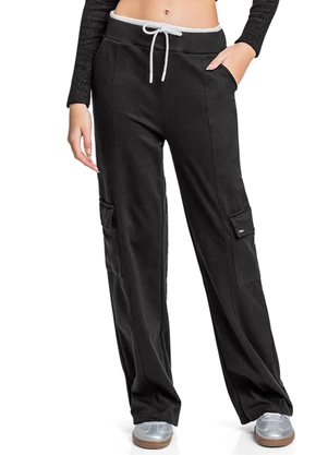 Gloss - Calça Wide Leg Juvenil Preto - GLOSS