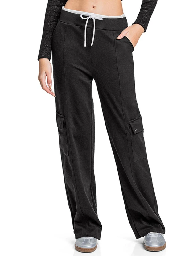 Gloss - Calça Wide Leg Juvenil Preto