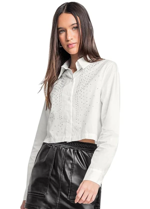 Gloss - Camisa Juvenil com Strass Bege - GLOSS