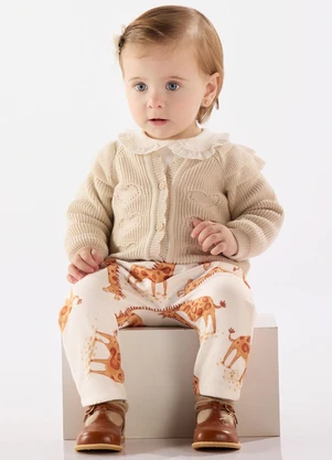 Up Baby - Cardigan em Tricot Bebê Menina Bege - UP BABY