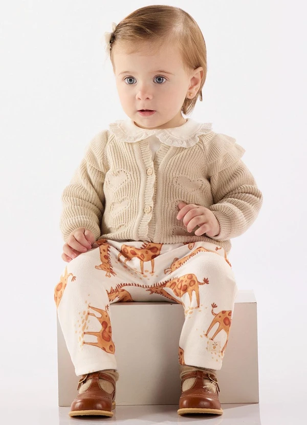Up Baby - Cardigan em Tricot Bebê Menina Bege 2