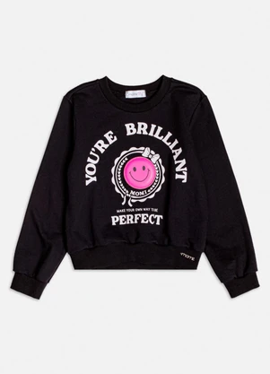 Momi - Casaco de Moletom com Patch Smile Preto - MOMI
