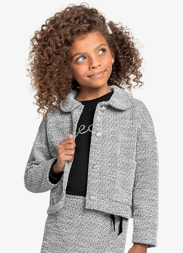 Trick Nick - Casaco Infantil Tweed Shine Preto