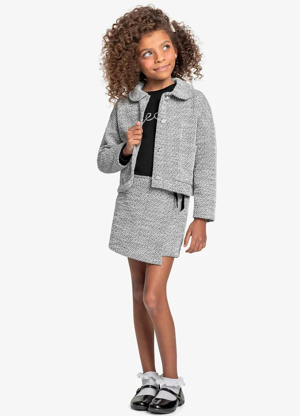 Trick Nick - Casaco Infantil Tweed Shine Preto 3