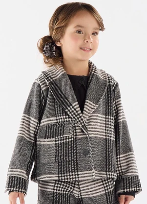 Up Baby - Casaco Menina Xadrez Preto - UP BABY