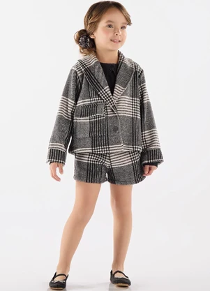 Up Baby - Casaco Menina Xadrez Preto - UP BABY