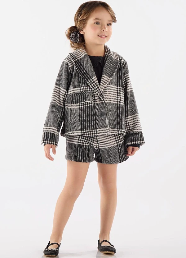 Up Baby - Casaco Menina Xadrez Preto 2