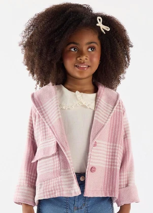 Up Baby - Casaco Menina Xadrez Rosa - UP BABY