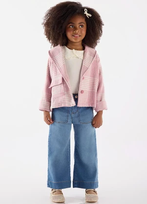 Up Baby - Casaco Menina Xadrez Rosa - UP BABY