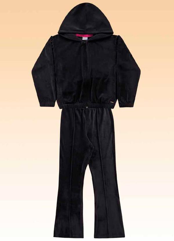 Fakini Kids - Conjunto Jaqueta com Capuz e Calça Preto