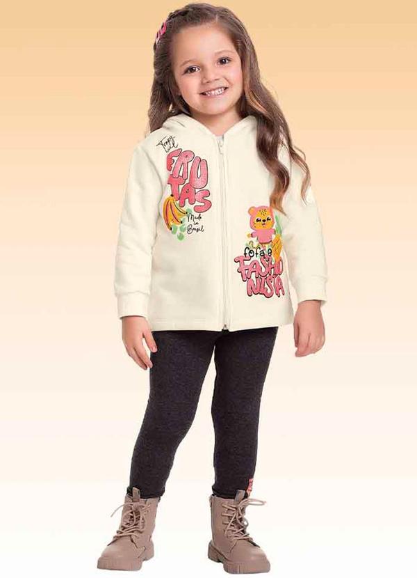 Fakini Kids - Conjunto Jaqueta com Capuz e Legging Preto