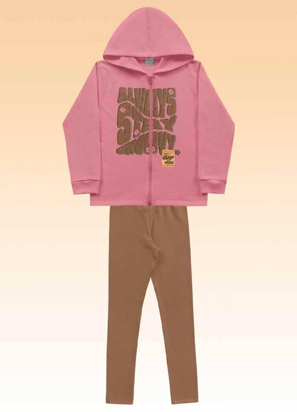 Fakini Kids - Conjunto Jaqueta com Capuz e Legging Rosa