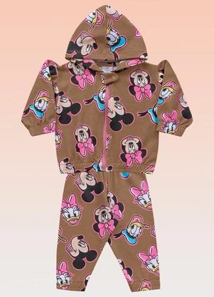 Fakini Kids - Conjunto Jaqueta e Calça Minnie Disney Marrom - FAKINI KIDS