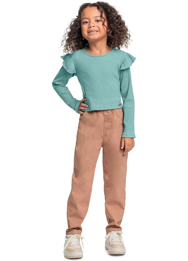 Quimby - Cropped Manga Longa para Menina Azul 2