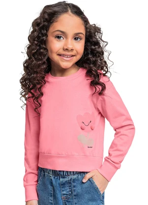 Quimby - Cropped Manga Longa para Menina Rosa - QUIMBY