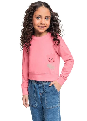 Quimby - Cropped Manga Longa para Menina Rosa - QUIMBY