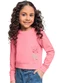 Quimby - Cropped Manga Longa para Menina Rosa - variação: Rosa