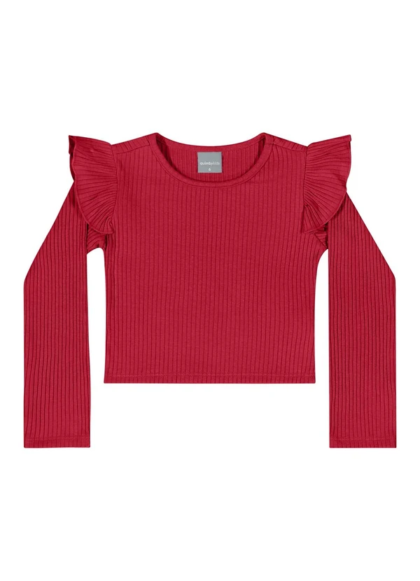 Quimby - Cropped Manga Longa para Menina Vermelho 2