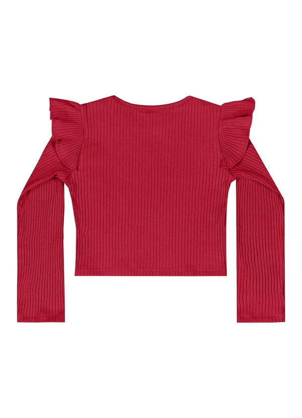 Quimby - Cropped Manga Longa para Menina Vermelho 3