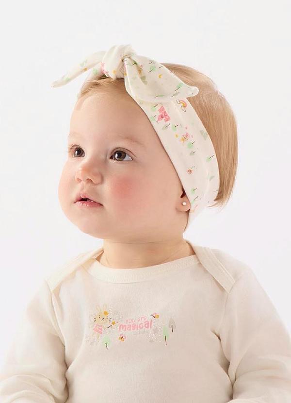 Up Baby - Faixa de Cabelo Bebê Menina Bege