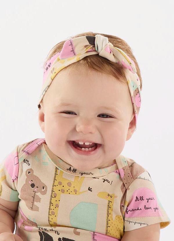 Up Baby - Faixa de Cabelo Bebê Menina Bege