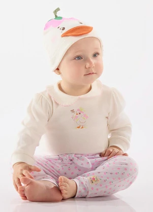 Up Baby - Gorro Comfy para Bebê Menina Bege - UP BABY