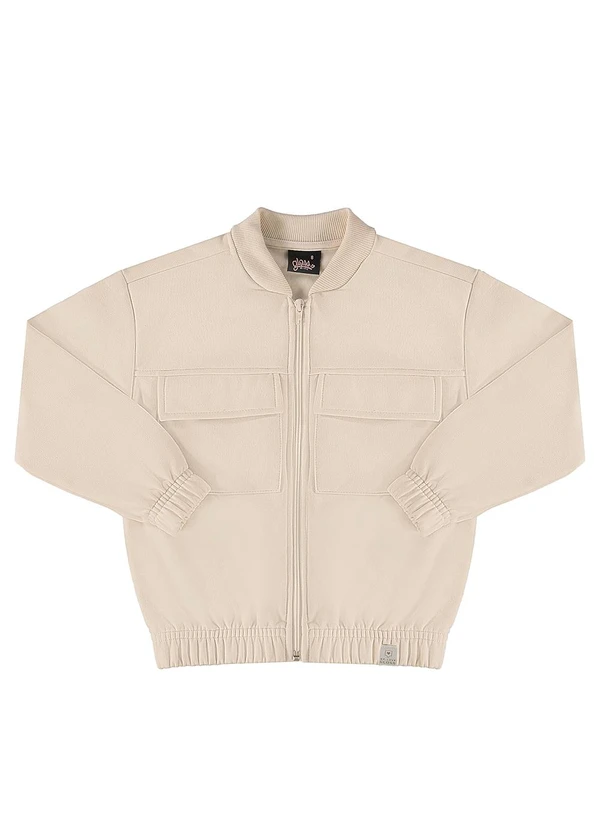 Gloss - Jaqueta Básica em Moletom Juvenil Bege