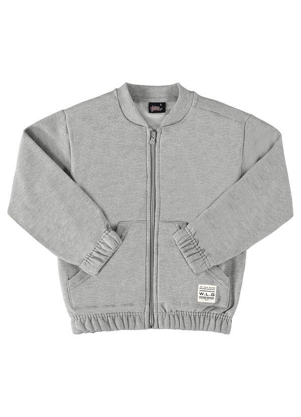 Gloss - Jaqueta Básica em Moletom Juvenil Cinza