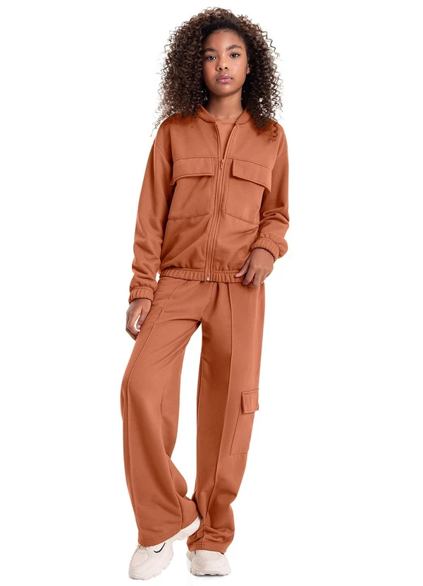 Gloss - Jaqueta Básica em Moletom Juvenil Marrom 2