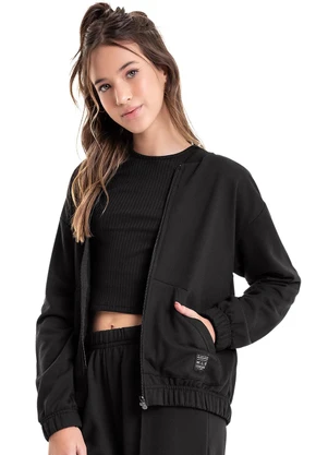 Gloss - Jaqueta Básica em Moletom Juvenil Preto - GLOSS