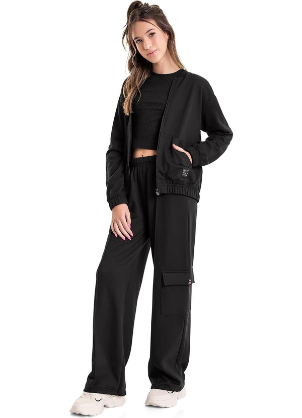 Gloss - Jaqueta Básica em Moletom Juvenil Preto 2