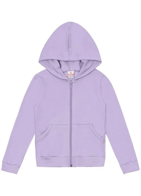 Brandili - Jaqueta Básica Infantil Menina em Moletom Lilás 3