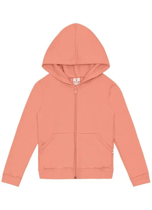 Brandili - Jaqueta Básica Infantil Menina em Moletom Rosa