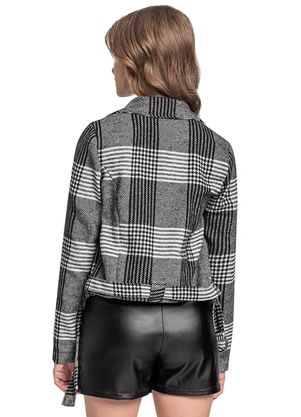 Gloss - Jaqueta Biker em Tecido Alfaiataria Preto - GLOSS