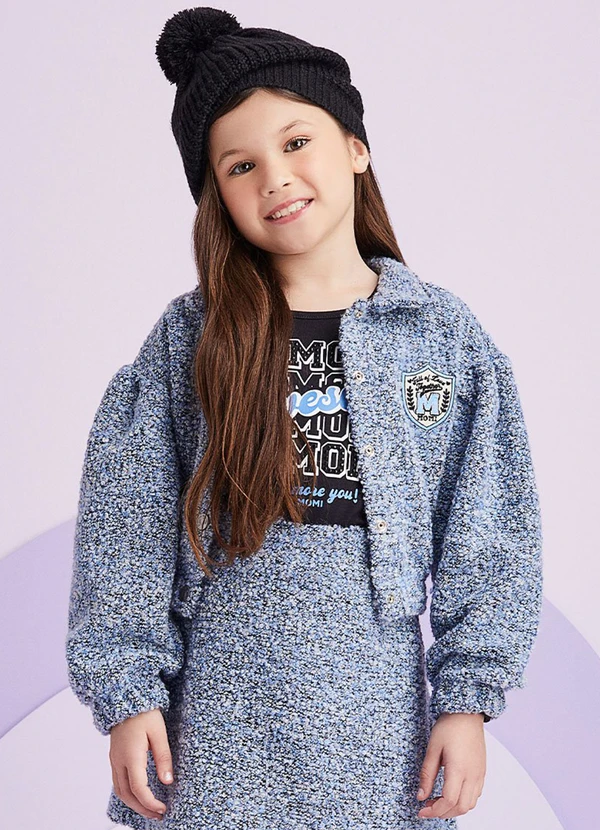 Momi - Jaqueta Bomber de Tweed Azul Azul