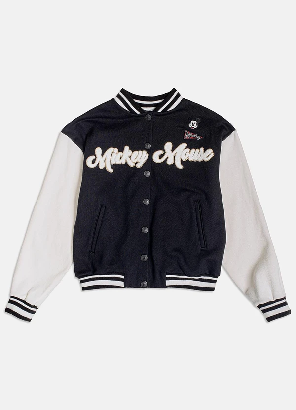 I Am - Jaqueta Bomber do Mickey Mouse Preto