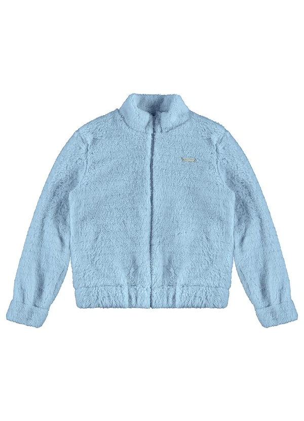Carinhoso - Jaqueta Bomber em Pelúcia Lurex Azul