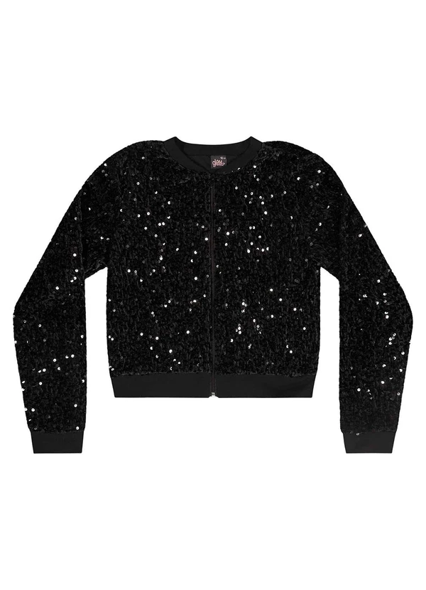 Gloss - Jaqueta Bomber Juvenil em Paetê Preto 3