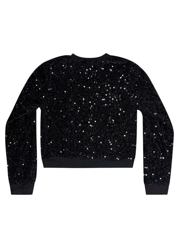 Gloss - Jaqueta Bomber Juvenil em Paetê Preto 4